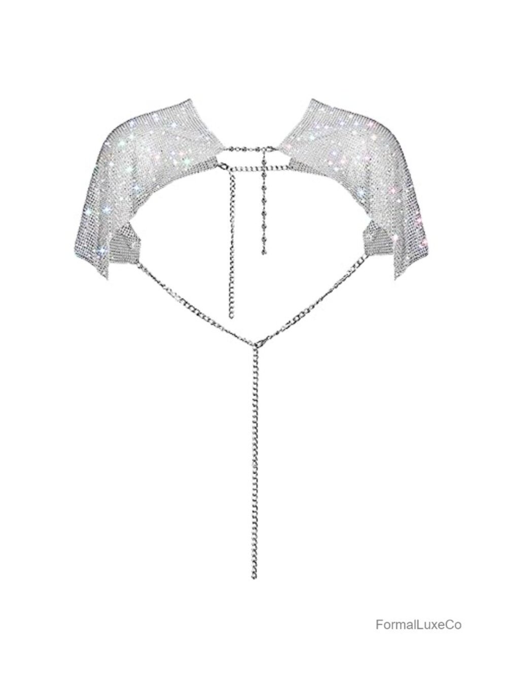Rhinestones Shoulder Cape Sparkly Shawl Wraps Evening Capes Metallic Capelet - Picture 1 of 6